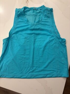 Bright Aqua Mesh Tank Top “Power Crop Top”